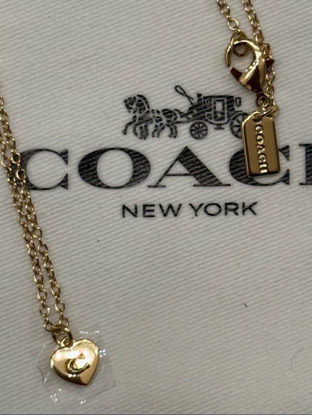 NWT COACH 14k Gold Plated Dainty Heart Pendant Necklace - Picture 2 of 6